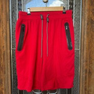Men's Red Athletic Shorts with Zipper Pockets